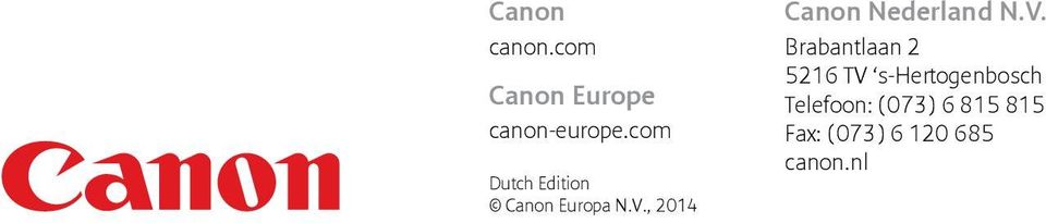 , 2014 Canon Nederland N.V.