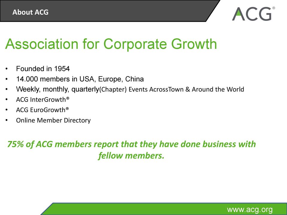 AcrossTown & Around the World ACG InterGrowth ACG EuroGrowth Online Member