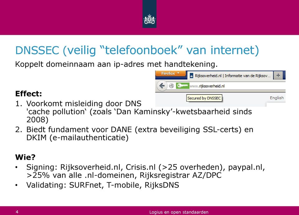 Biedt fundament voor DANE (extra beveiliging SSL-certs) en DKIM (e-mailauthenticatie) Wie?