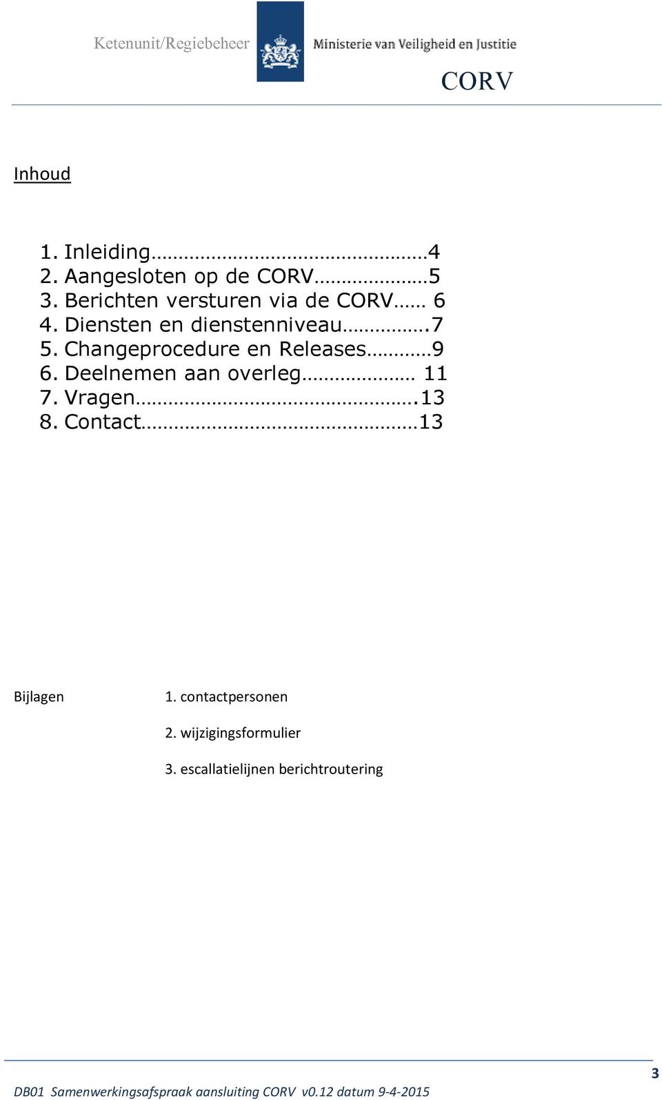 Changeprocedure en Releases 9 6. Deelnemen aan overleg 11 7. Vragen.