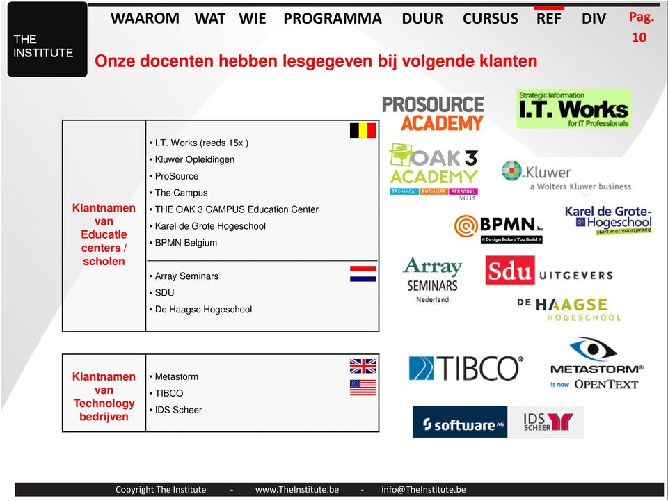 Works (reeds 15x ) Kluwer Opleidingen ProSource The Campus THE OAK 3 CAMPUS