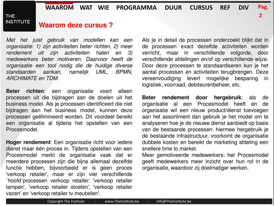 Beter richten: een organisatie voert alleen processen uit die bijdragen aan de doelen uit het business model.