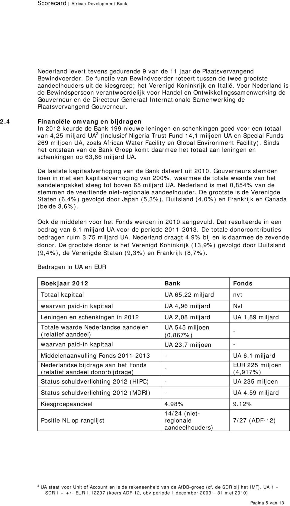 Voor Nederland is de Bewindspersoon verantwoordelijk voor Handel en Ontwikkelingssamenwerking de Gouverneur en de Directeur Generaal Internationale Samenwerking de Plaatsvervangend Gouverneur. 2.