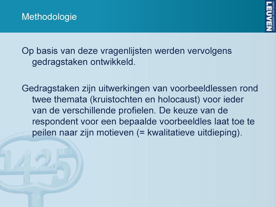 holocaust) voor ieder van de verschillende profielen.