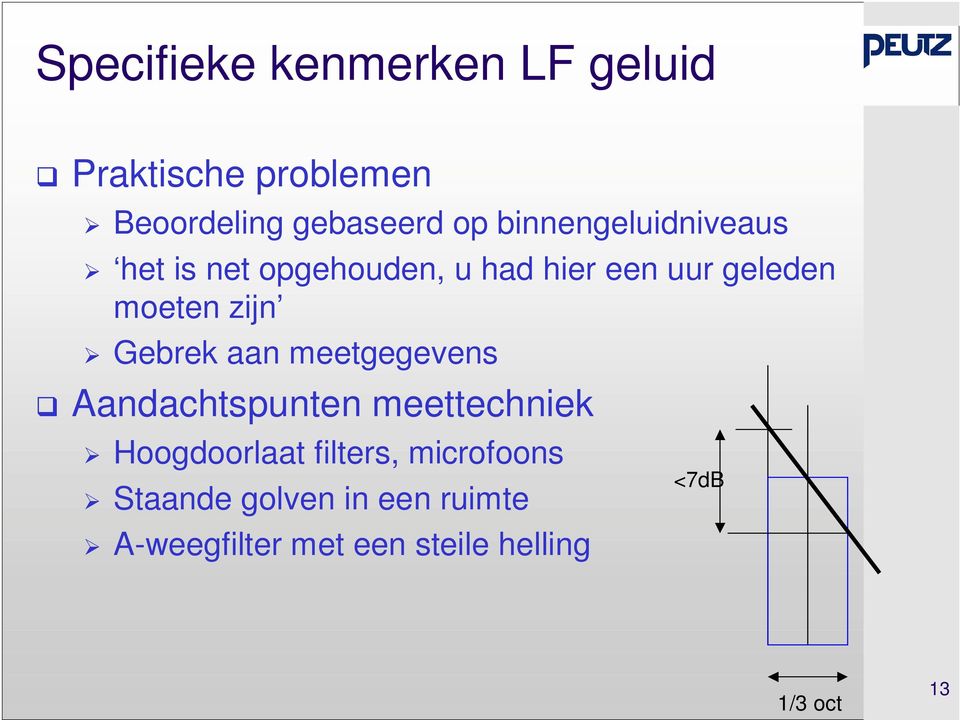 Gebrek aan meetgegevens Aandachtspunten meettechniek Hoogdoorlaat filters,