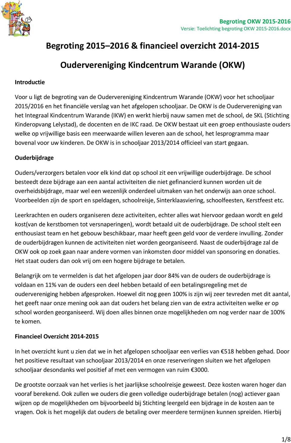 De OKW is de Oudervereniging van het Integraal Kindcentrum Warande (IKW) en werkt hierbij nauw samen met de school, de SKL (Stichting Kinderopvang Lelystad), de docenten en de IKC raad.