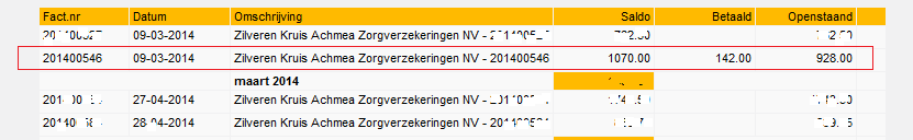 Fig14: Het factuurjaar selecteren Selecteer het factuur jaar door op het jaartal te