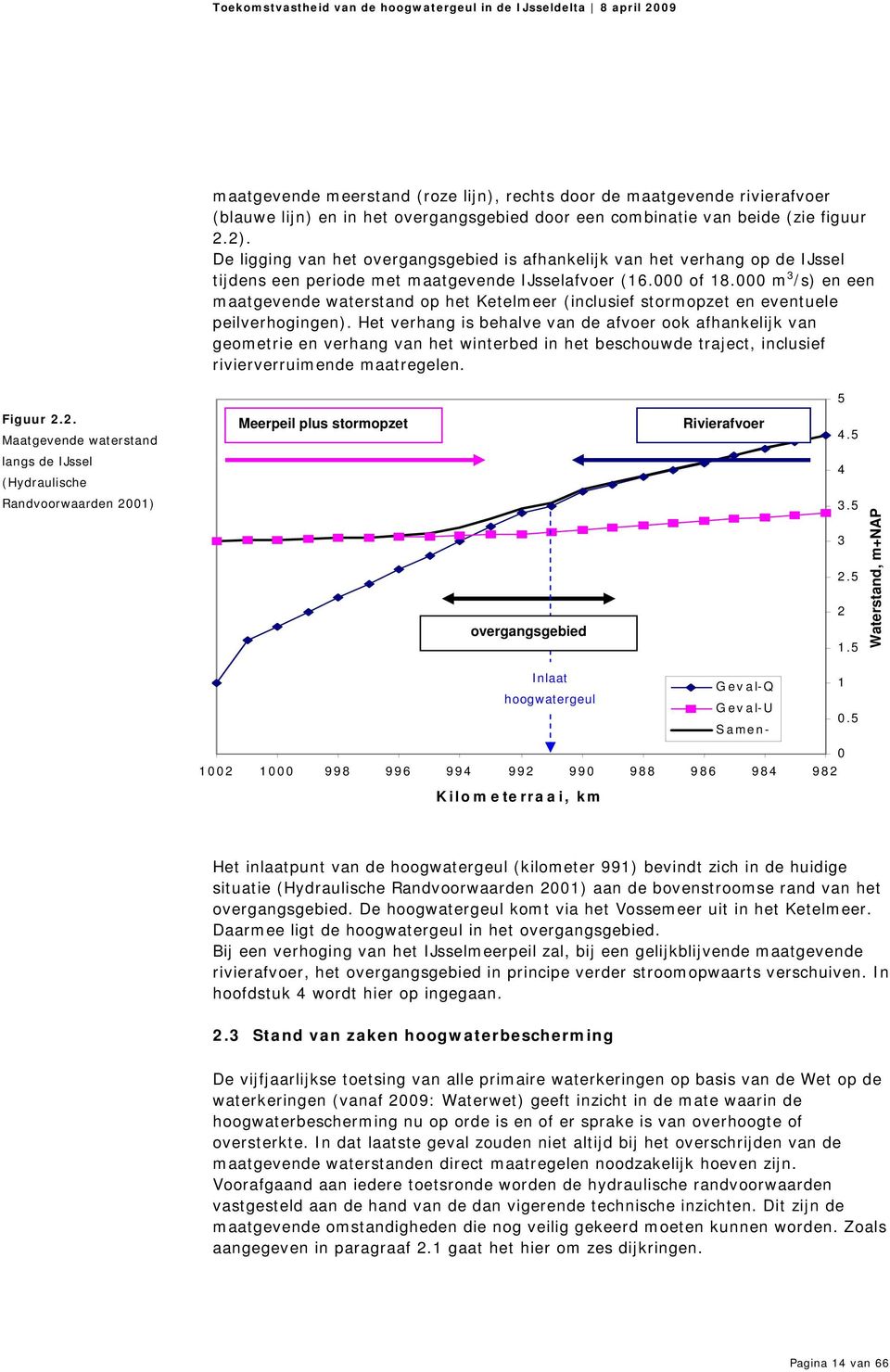 000 m 3 /s) en een maatgevende waterstand op het Ketelmeer (inclusief stormopzet en eventuele peilverhogingen).