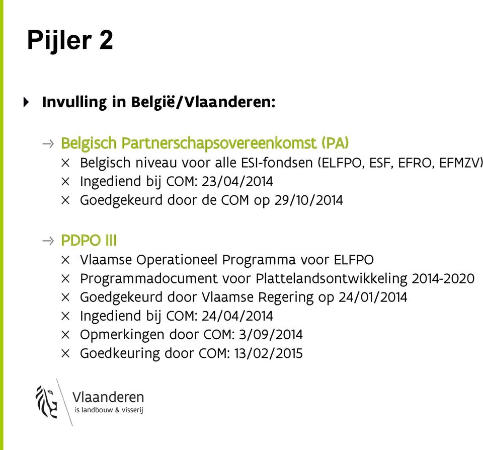 Vlaamse Operationeel Programma voor ELFPO Programmadocument voor Plattelandsontwikkeling 2014-2020 Goedgekeurd door