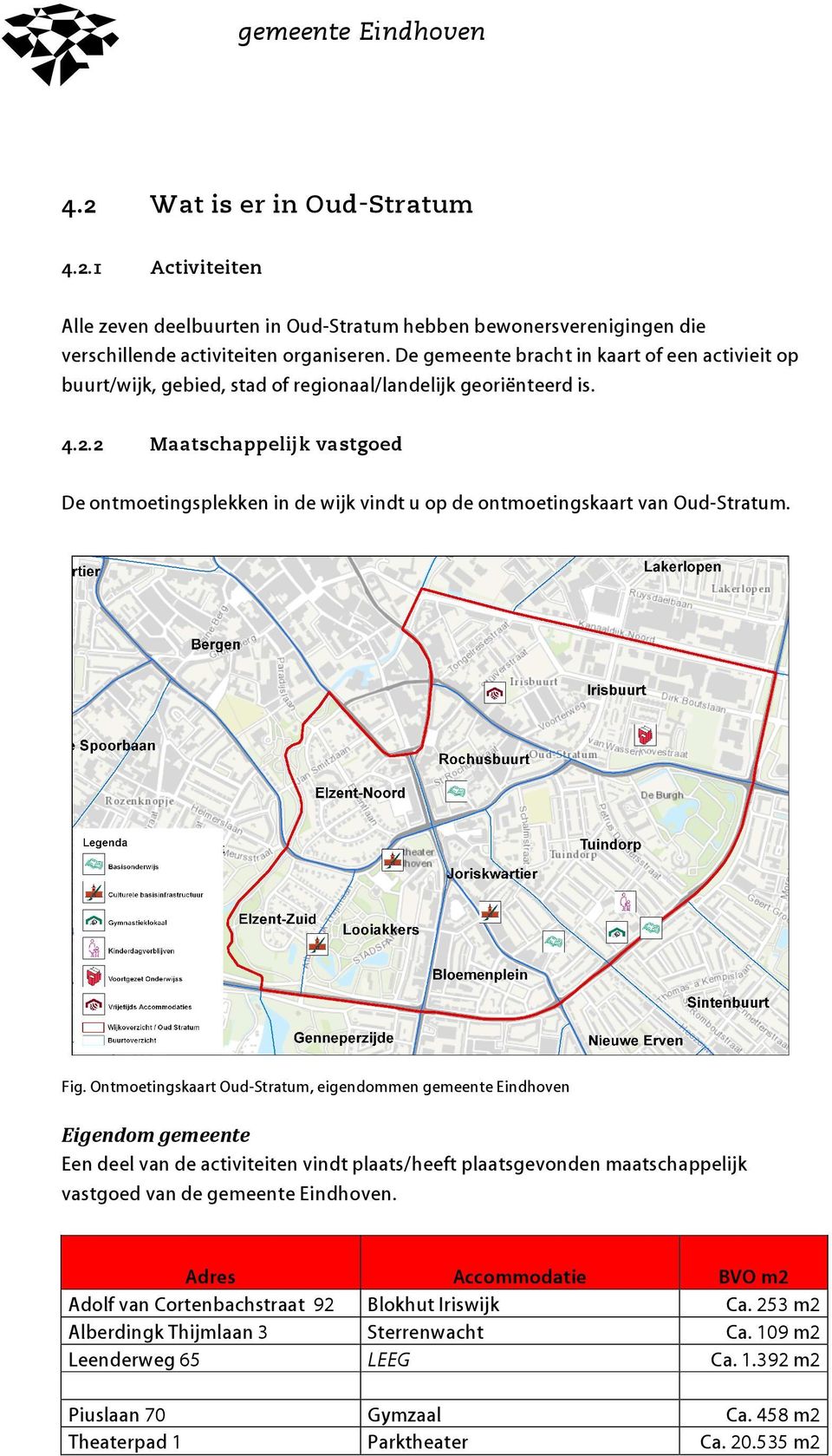 2 Maatschappelijk vastgoed De ontmoetingsplekken in de wijk vindt u op de ontmoetingskaart van Oud-Stratum. Fig.