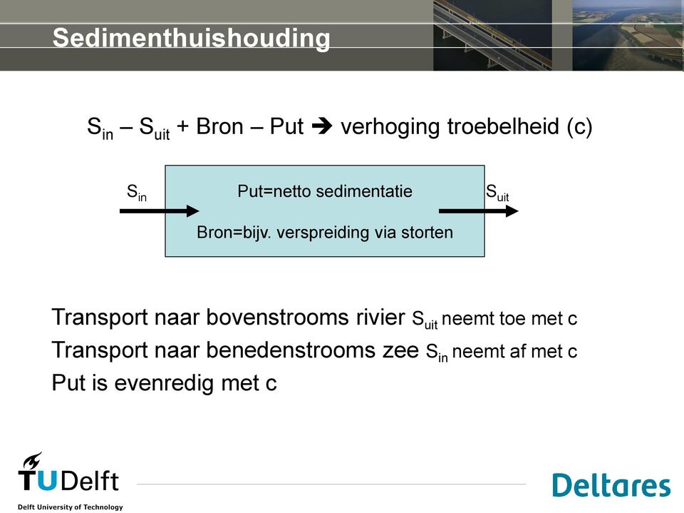 verspreiding via storten Transport naar bovenstrooms rivier S uit