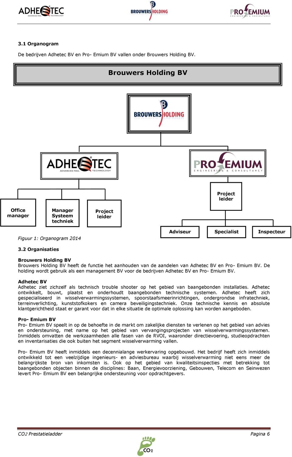 2 Organisaties Brouwers Holding BV Brouwers Holding BV heeft de functie het aanhouden van de aandelen van Adhetec BV en Pro- Emium BV.
