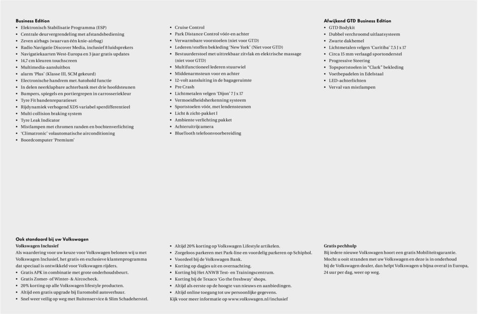 In delen neerklapbare achterbank met drie hoofdsteunen Bumpers, spiegels en portiergrepen in carrosseriekleur Tyre Fit bandenreparatieset Rijdynamiek verhogend XDS variabel sperdifferentieel Multi