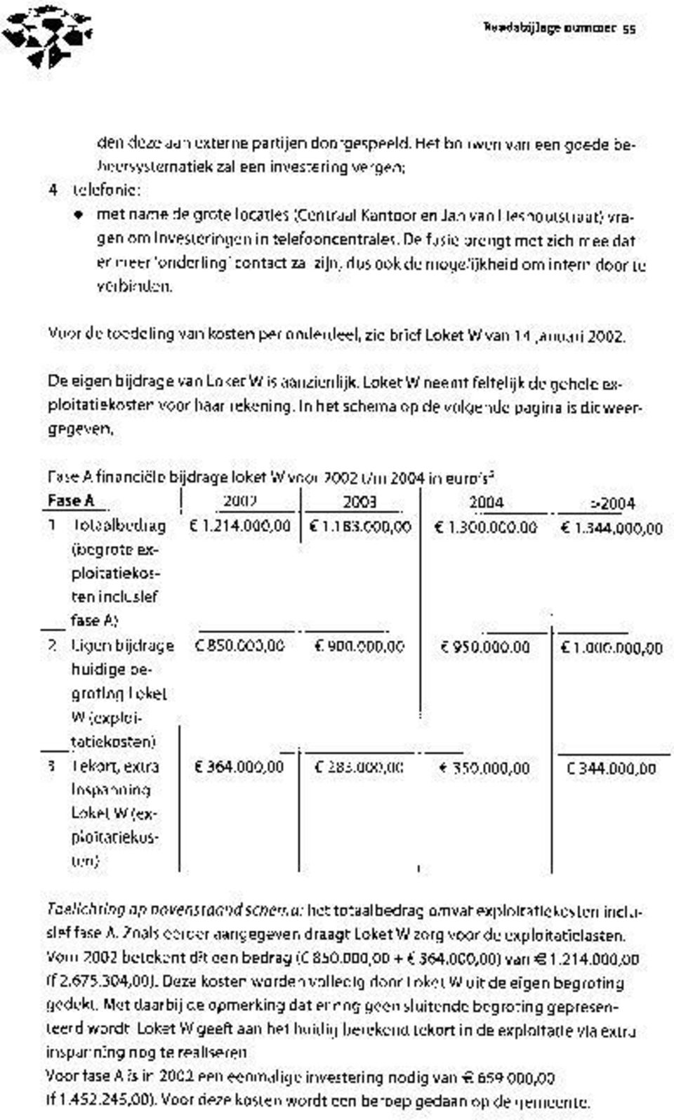 telefooncentrales. De fusie brengt met zich mee dat er meer onderling contact zal zijn, dus ook de mogelijkheid om intern door te verbinden.