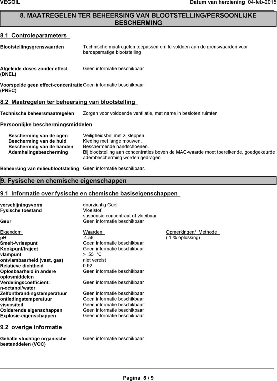 geen effect-concentratie (PNEC) 8.