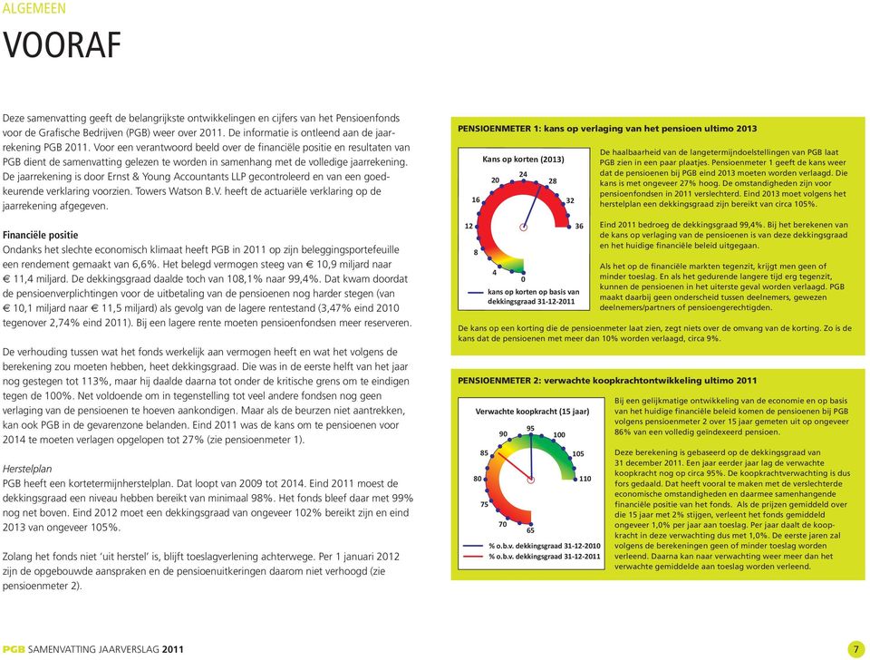 Voor een verantwoord beeld over de financiële positie en resultaten van PGB dient de samenvatting gelezen te worden in samenhang met de volledige jaarrekening.