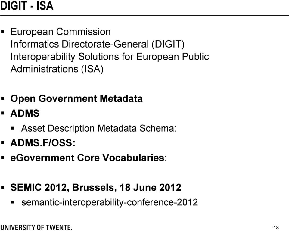 Government Metadata ADMS Asset Description Metadata Schema: ADMS.