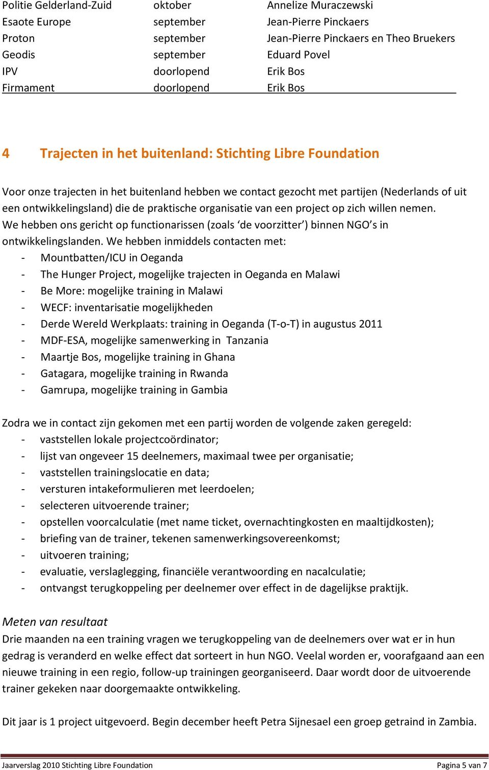 ontwikkelingsland) die de praktische organisatie van een project op zich willen nemen. We hebben ons gericht op functionarissen (zoals de voorzitter ) binnen NGO s in ontwikkelingslanden.