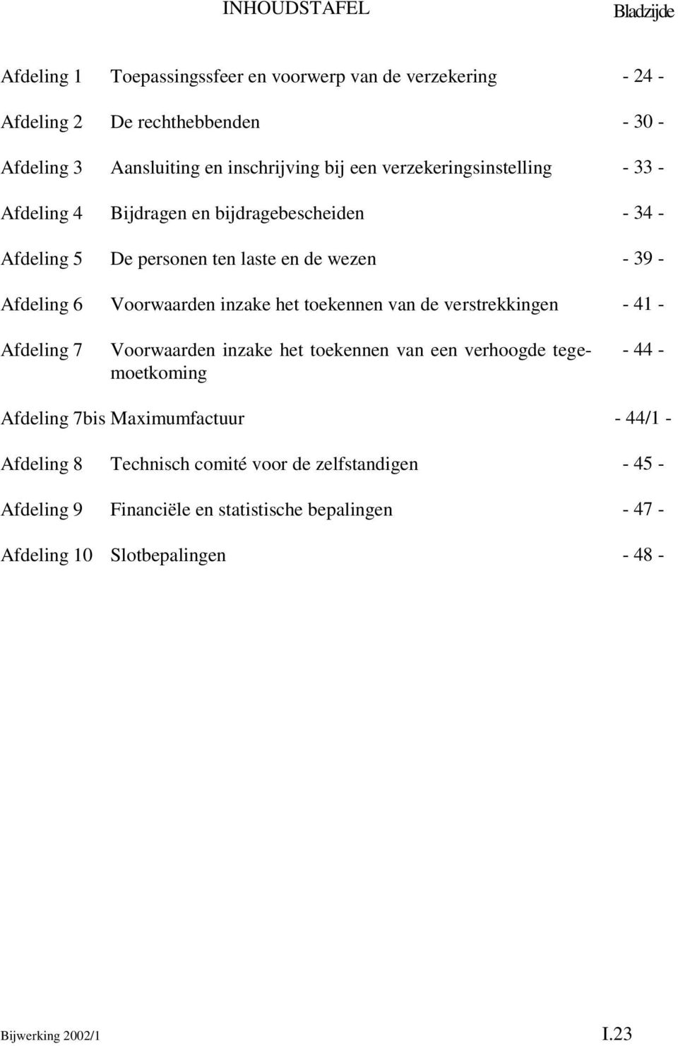 verstrekkingen Voorwaarden inzake het toekennen van een verhoogde tegemoetkoming - 24 - - 30 - - 33 - - 34 - - 39 - - 41 - - 44 - Afdeling 7bis Maximumfactuur - 44/1