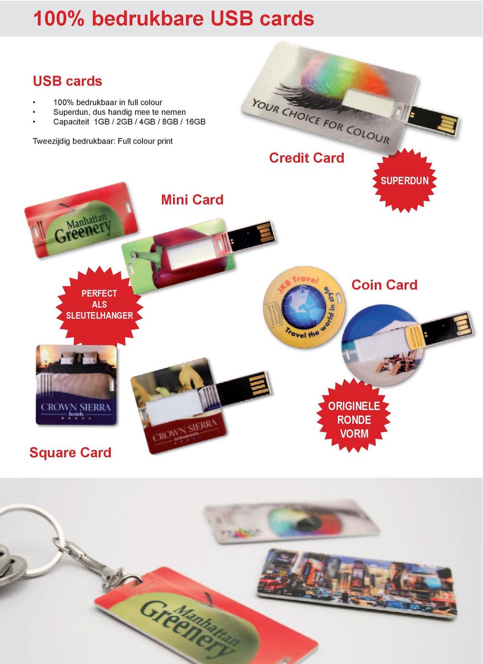 16GB Tweezijdig bedrukbaar: Full colour print Mini Card Credit Card