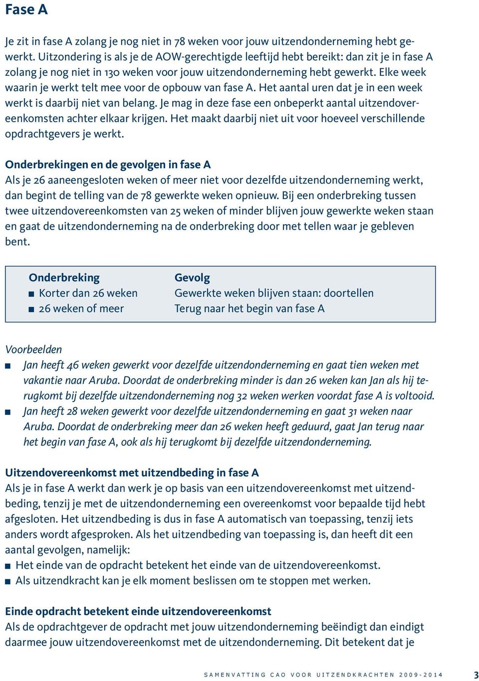 Elke week waarin je werkt telt mee voor de opbouw van fase A. Het aantal uren dat je in een week werkt is daarbij niet van belang.