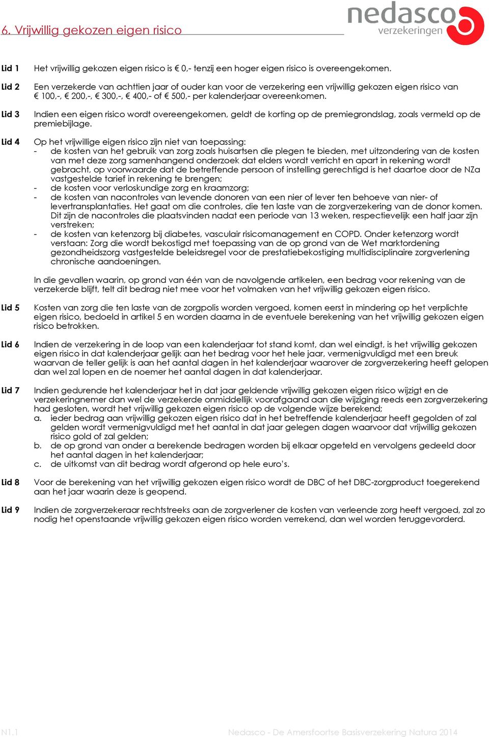 Lid 3 Indien een eigen risico wordt overeengekomen, geldt de korting op de premiegrondslag, zoals vermeld op de premiebijlage.