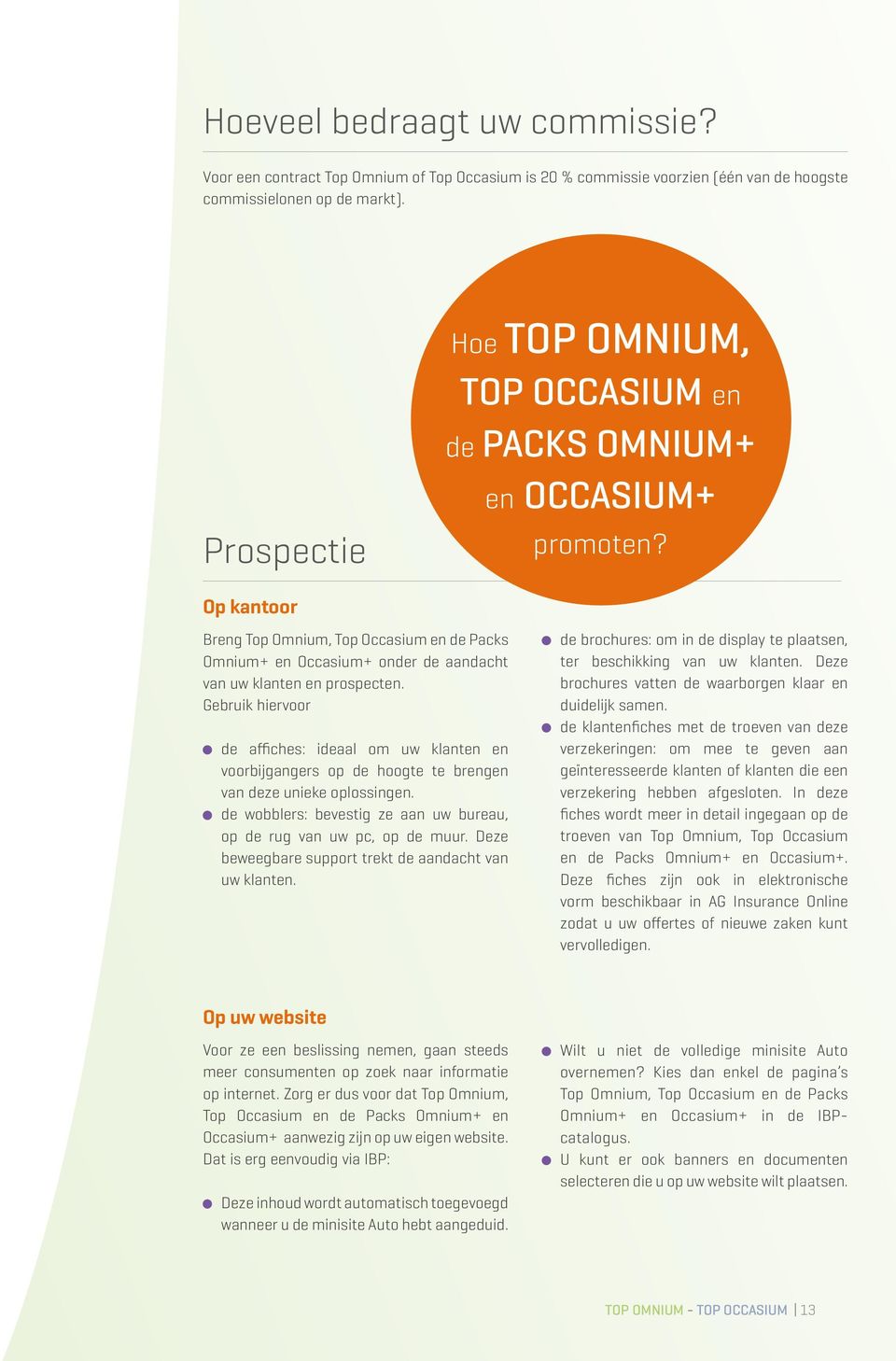 Op kantoor Breng Top Omnium, Top Occasium en de Packs Omnium+ en Occasium+ onder de aandacht van uw klanten en prospecten.