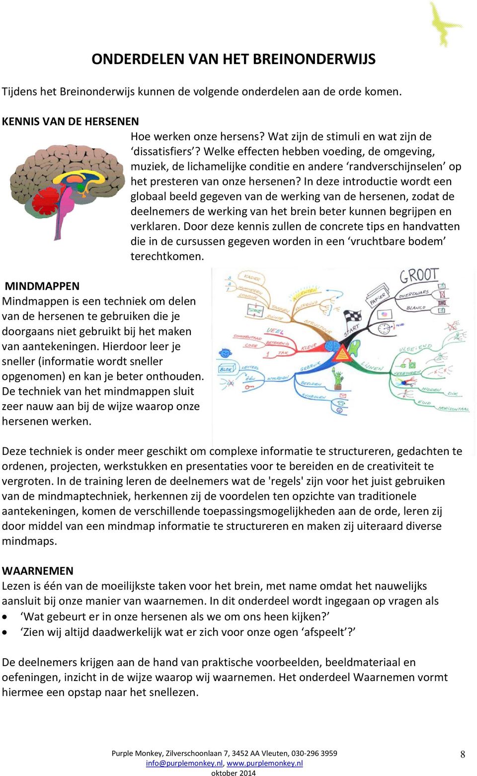 In deze introductie wordt een globaal beeld gegeven van de werking van de hersenen, zodat de deelnemers de werking van het brein beter kunnen begrijpen en verklaren.
