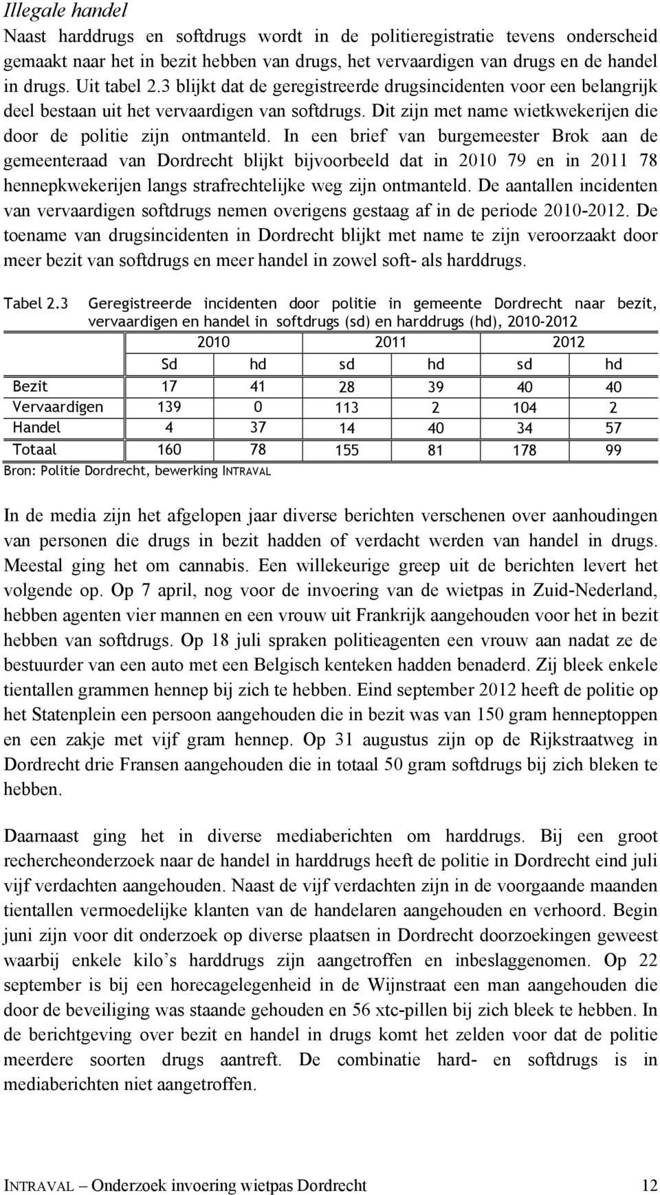 In een brief van burgemeester Brok aan de gemeenteraad van Dordrecht blijkt bijvoorbeeld dat in 2010 79 en in 2011 78 hennepkwekerijen langs strafrechtelijke weg zijn ontmanteld.