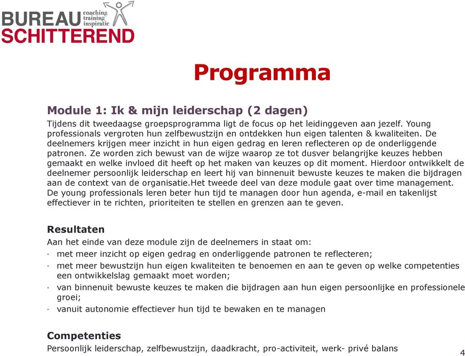 De deelnemers krijgen meer inzicht in hun eigen gedrag en leren reflecteren op de onderliggende patronen.