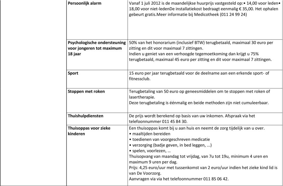 voor maximaal 7 zittingen. Indien u geniet van een verhoogde tegemoetkoming dan krijgt u 75% terugbetaald, maximaal 45 euro per zitting en dit voor maximaal 7 zittingen.