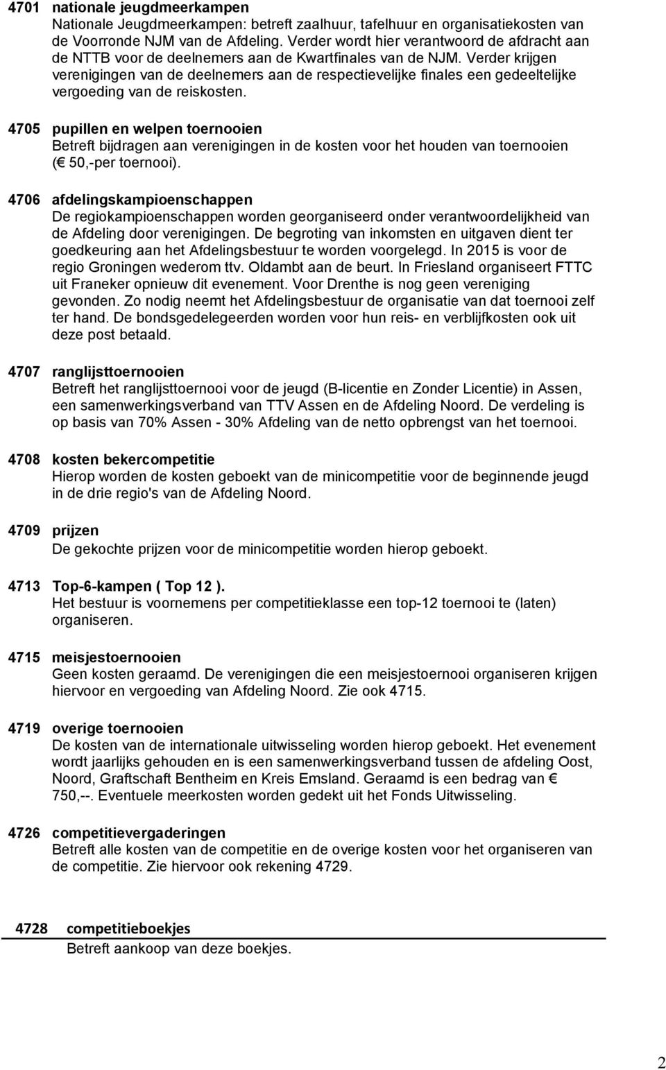 Verder krijgen verenigingen van de deelnemers aan de respectievelijke finales een gedeeltelijke vergoeding van de reiskosten.