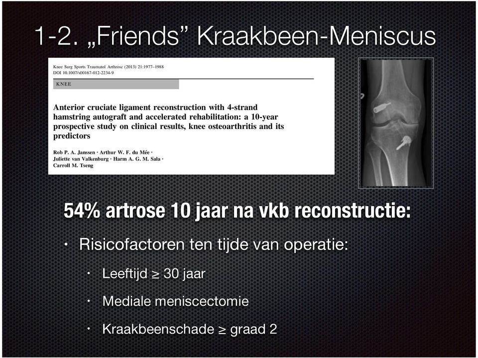 results, knee osteoarthritis and its predictors Rob P. A. Janssen Arthur W. F. du Mée Juliette van Valkenburg Harm A. G. M. Sala Carroll M.