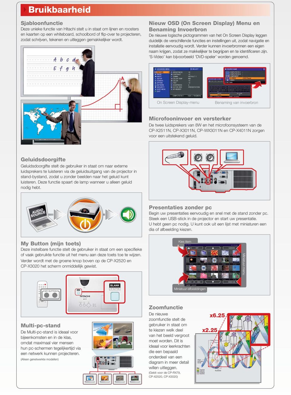 Nieuw OSD (On Screen Display) Menu en Benaming Invoerbron De nieuwe logische pictogrammen van het On Screen Display leggen duidelijk de verschillende functies en instellingen uit, zodat navigatie en