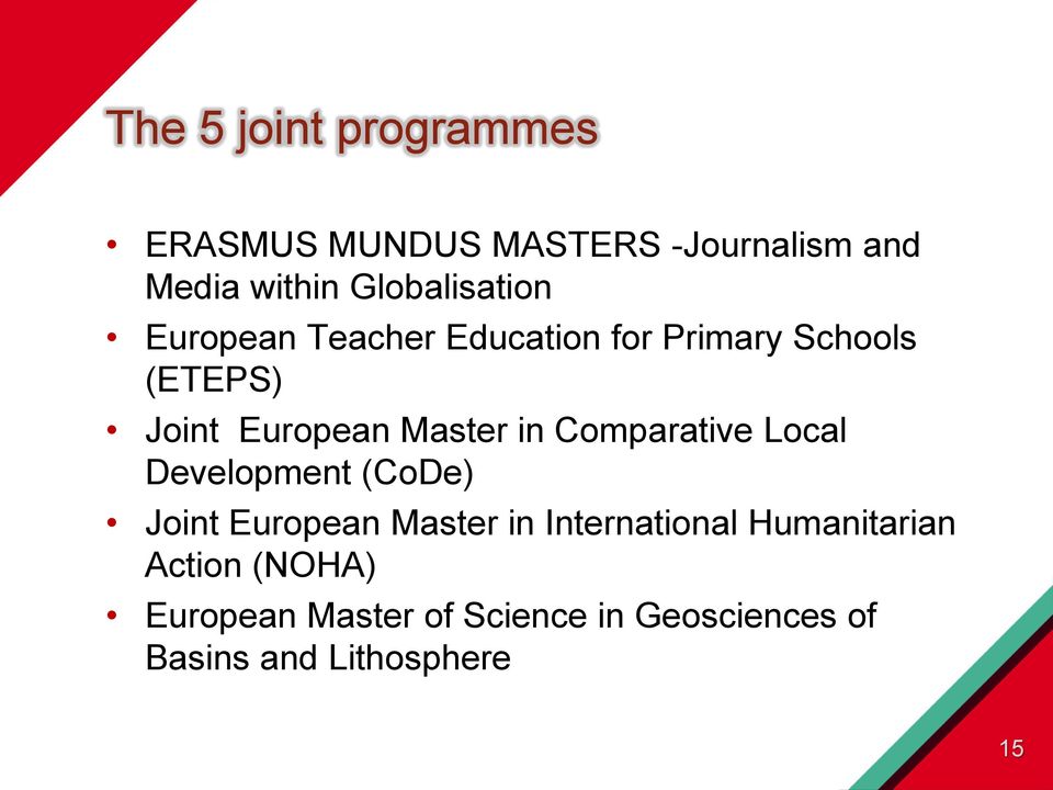 Master in Comparative Local Development (CoDe) Joint European Master in International