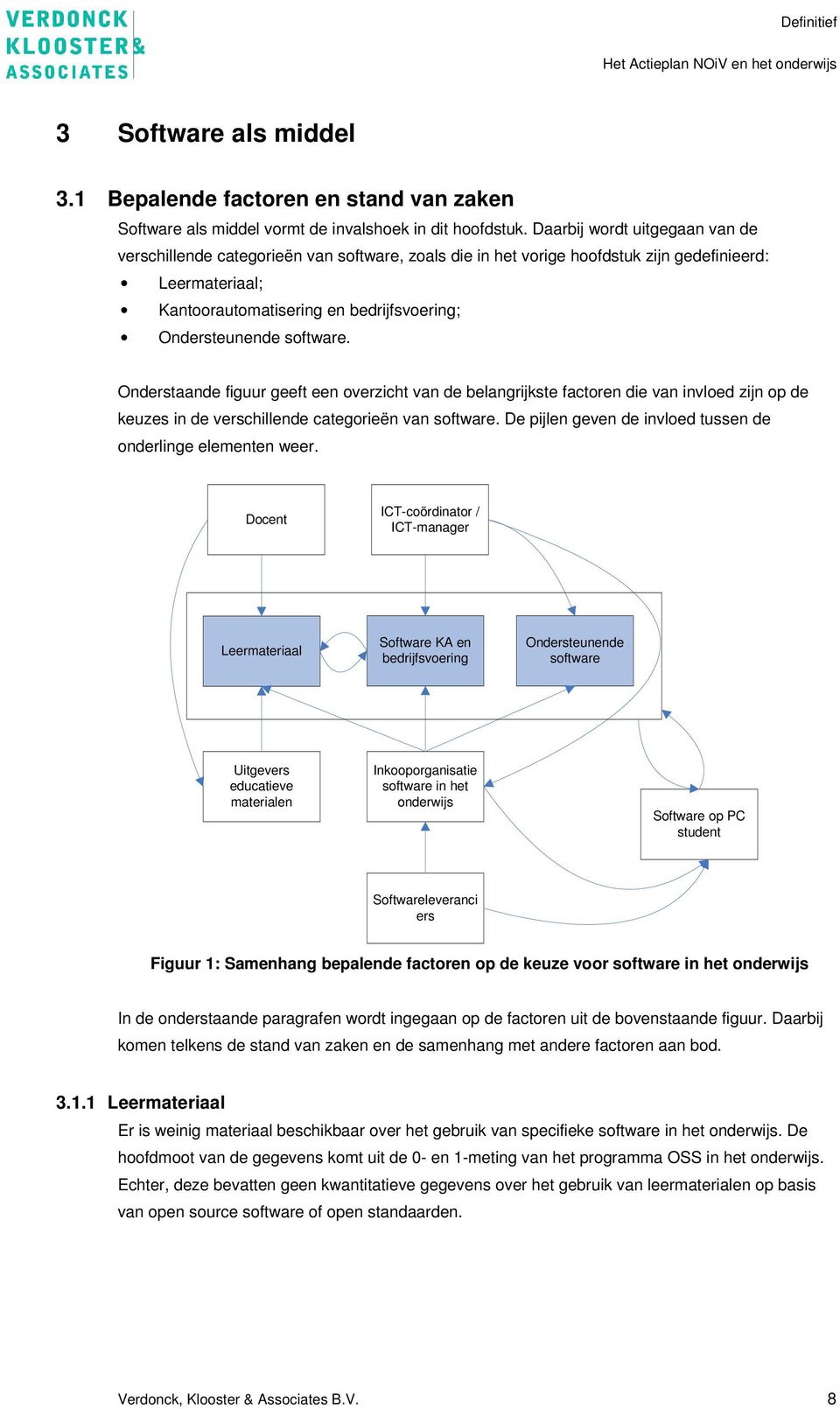 software. Onderstaande figuur geeft een overzicht van de belangrijkste factoren die van invloed zijn op de keuzes in de verschillende categorieën van software.