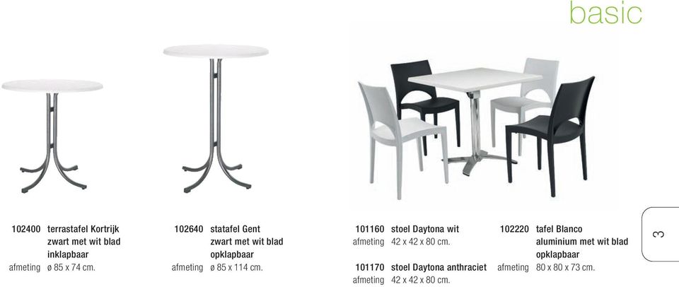 101160 stoel Daytona wit 42 x 42 x 80 cm.