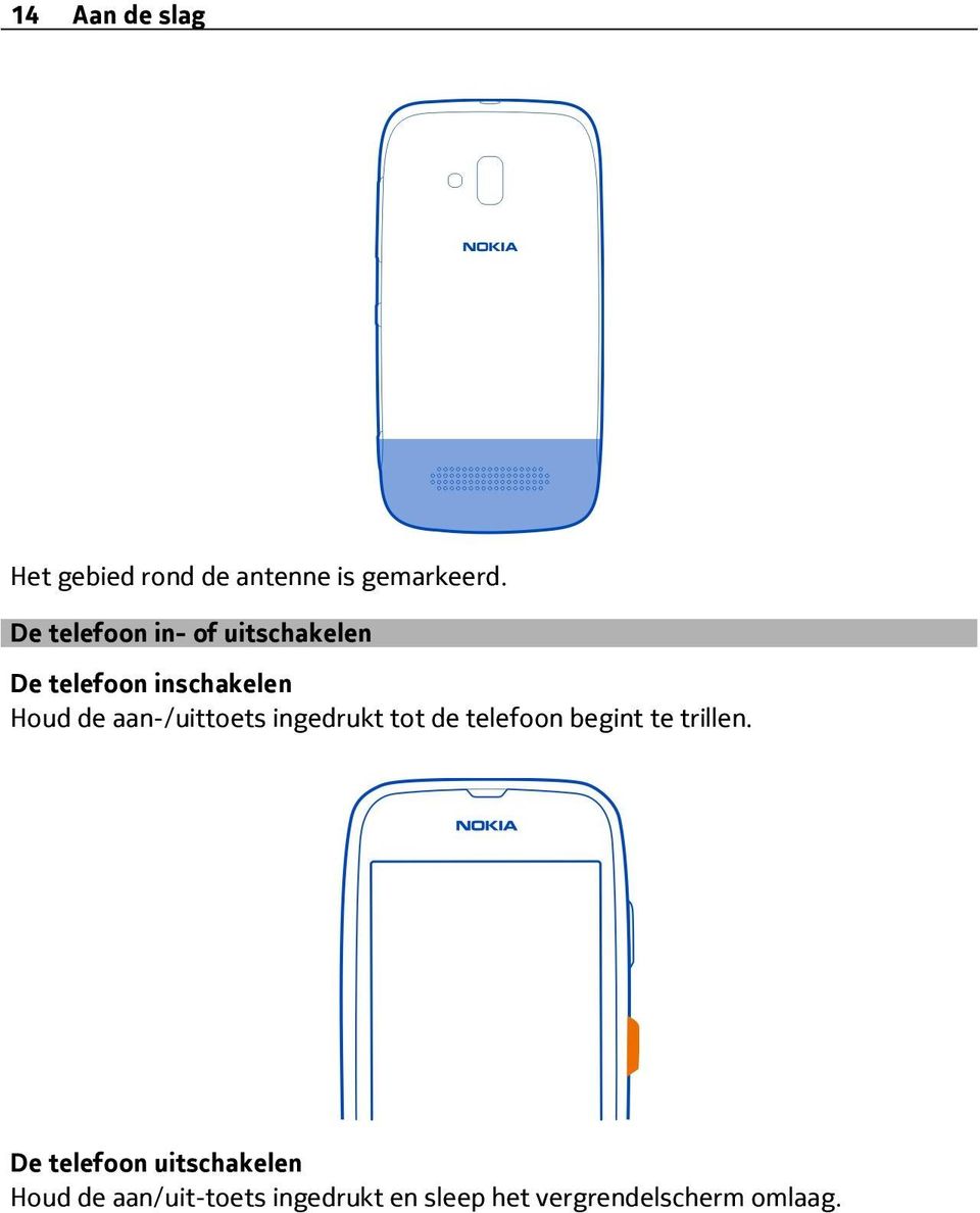 aan-/uittoets ingedrukt tot de telefoon begint te trillen.