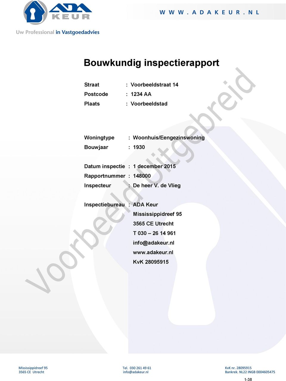 december 2015 Rapportnummer : 148000 Inspecteur : De heer V.