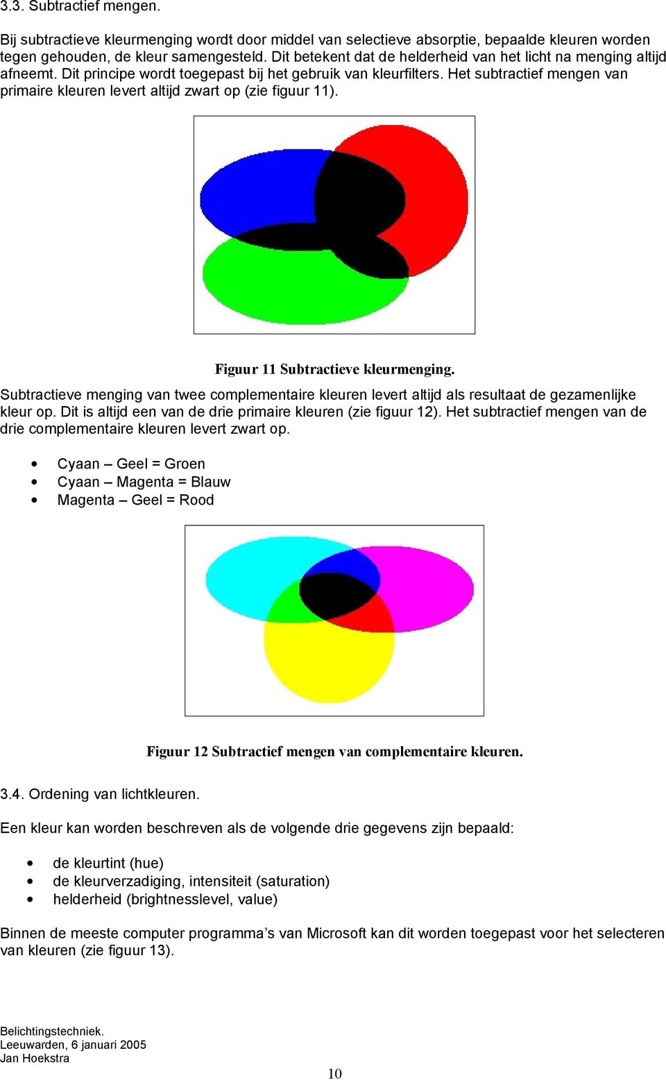 Het subtractief mengen van primaire kleuren levert altijd zwart op (zie figuur 11). Figuur 11 Subtractieve kleurmenging.