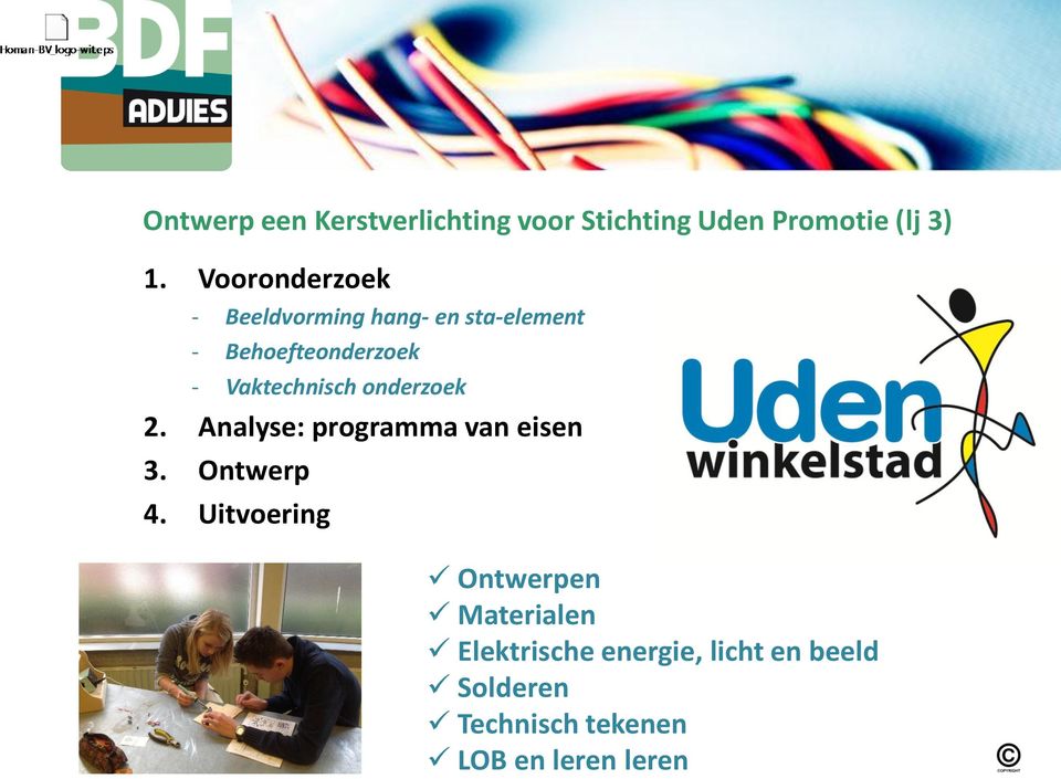 Vaktechnisch onderzoek 2. Analyse: programma van eisen 3. Ontwerp 4.