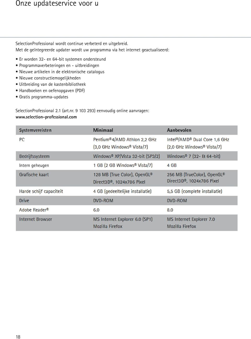 Programmaverbeteringen en - uitbreidingen Nieuwe artikelen in de elektronische catalogus Nieuwe constructiemogelijkheden Uitbreiding van