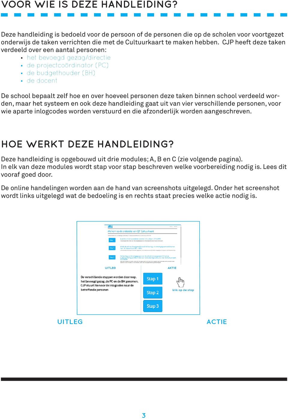 taken binnen school verdeeld worden, maar het systeem en ook deze handleiding gaat uit van vier verschillende personen, voor wie aparte inlogcodes worden verstuurd en die afzonderlijk worden