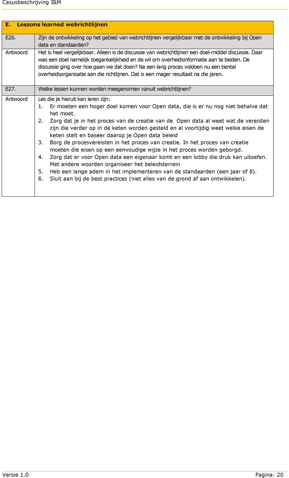 De discussie ging over hoe gaan we dat doen? Na een lang proces voldoen nu een tiental overheidsorganisatie aan die richtlijnen. Dat is een mager resultaat na die jaren. E27.