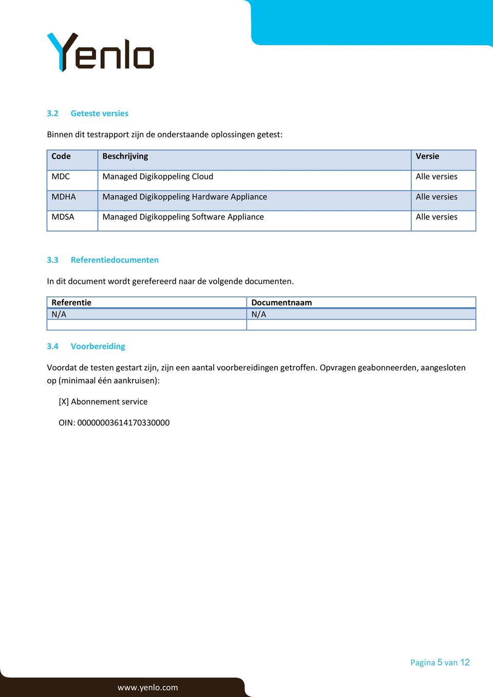 3 Referentiedocumenten In dit document wordt gerefereerd naar de volgende documenten. Referentie N/A Documentnaam N/A 3.