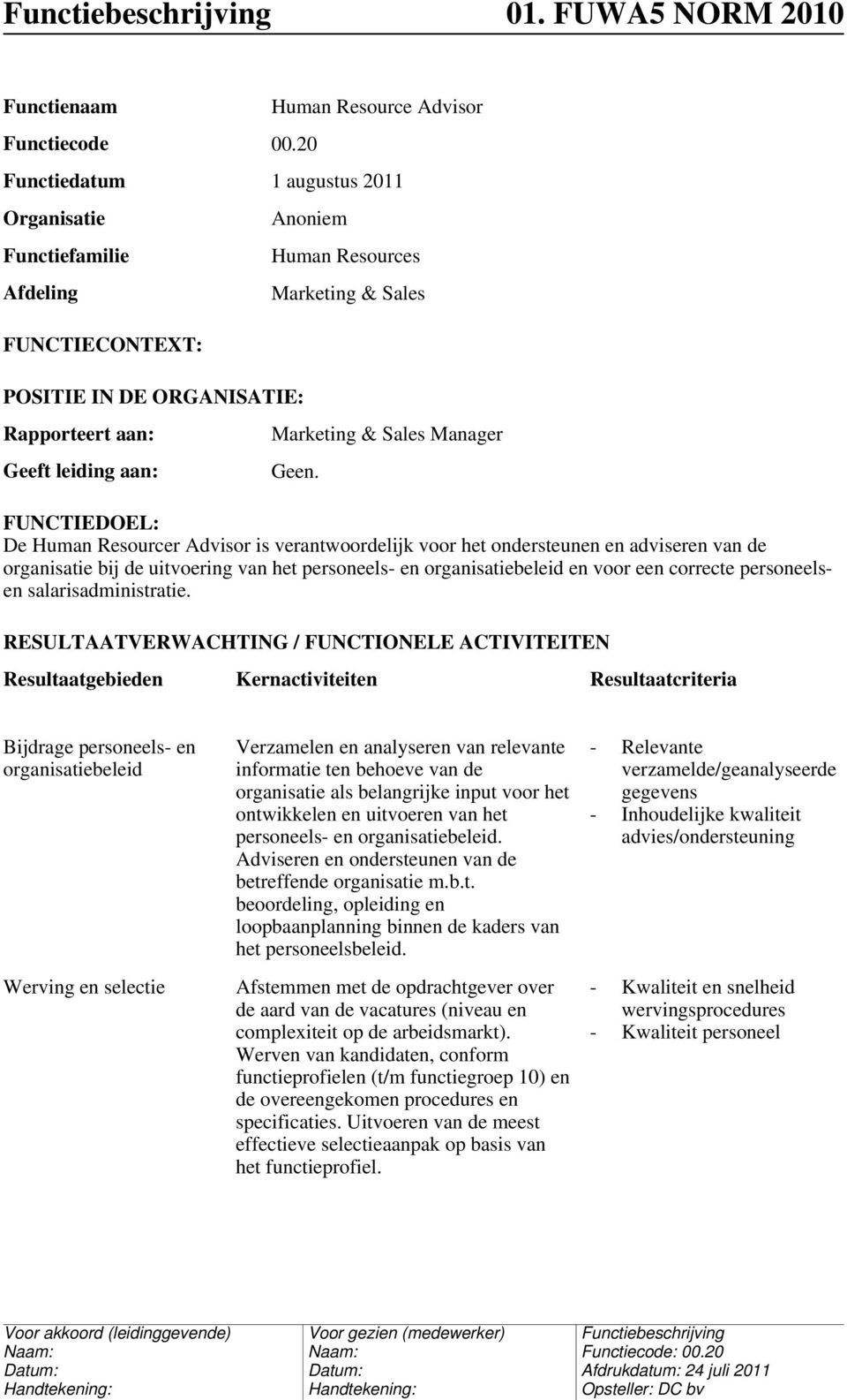 Marketing & Sales Marketing & Sales Manager Geen.