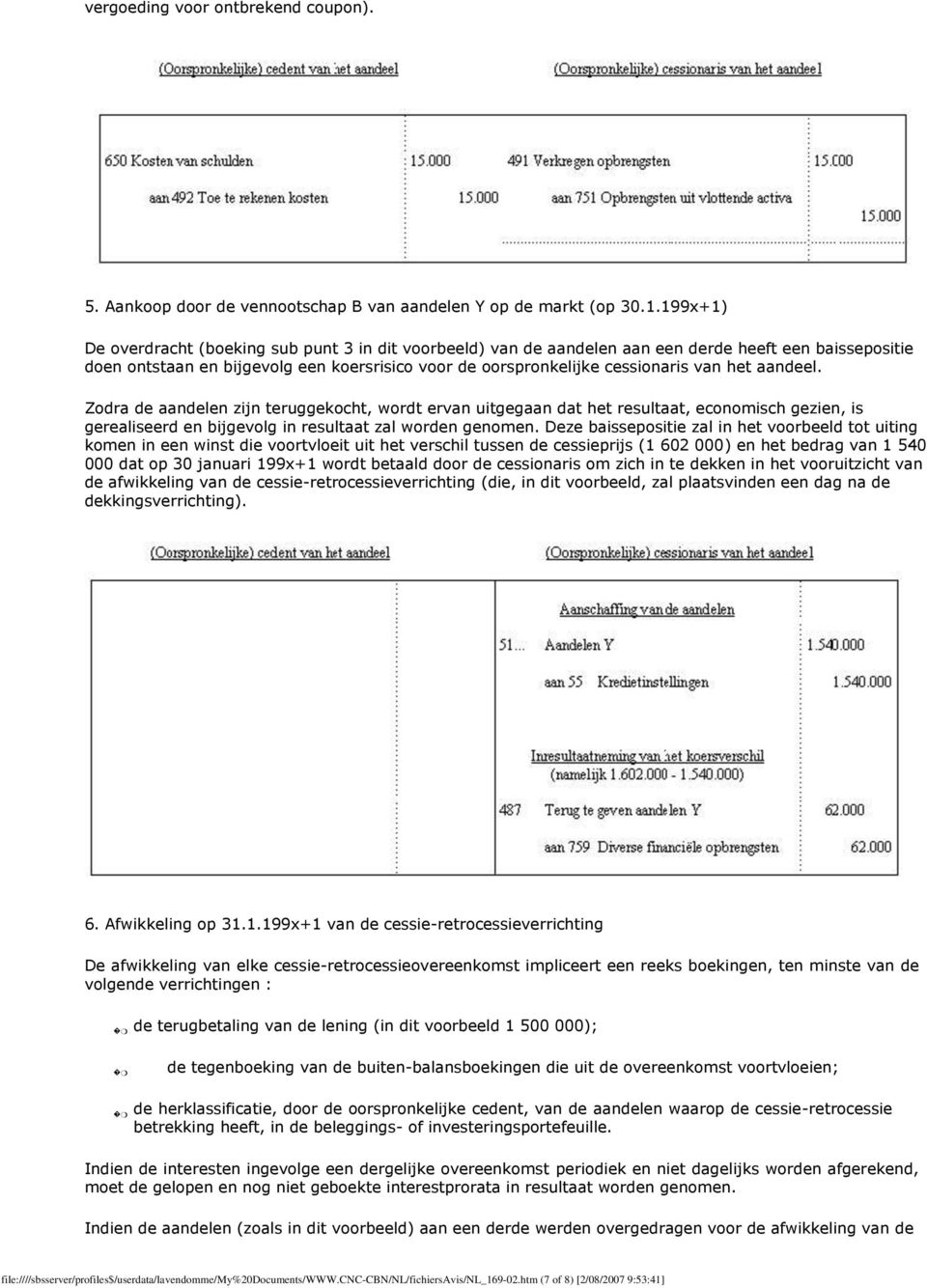 het aandeel. Zodra de aandelen zijn teruggekocht, wordt ervan uitgegaan dat het resultaat, economisch gezien, is gerealiseerd en bijgevolg in resultaat zal worden genomen.