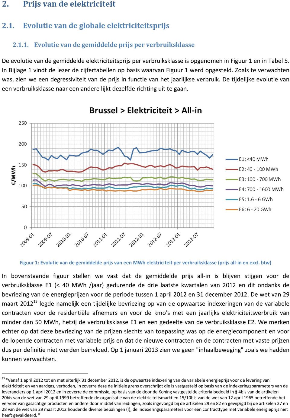 De tijdelijke evolutie van een verbruiksklasse naar een andere lijkt dezelfde richting uit te gaan.