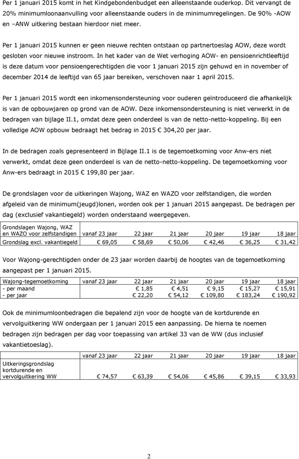 In het kader van de Wet verhoging AOW- en pensioenrichtleeftijd is deze datum voor pensioengerechtigden die voor 1 januari 2015 zijn gehuwd en in november of december 2014 de leeftijd van 65 jaar