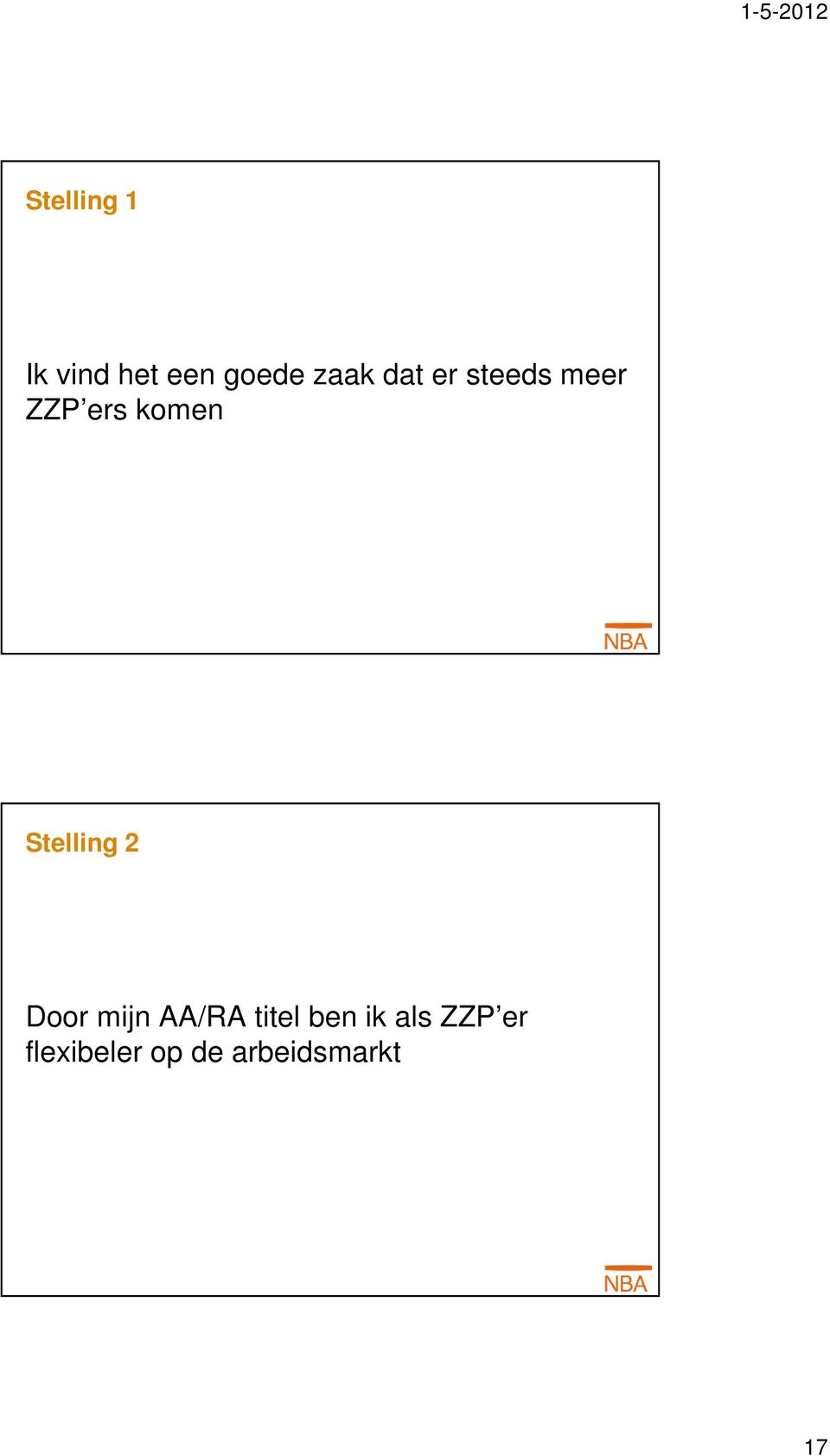 Stelling 2 Door mijn AA/RA titel ben